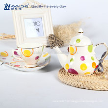 Unique Design Elegante Estilo Bone China Colourful Tea Cup Set, Custom Tea Set